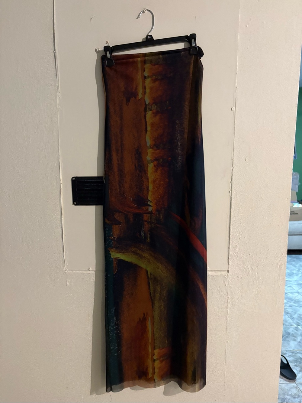 Long Abstract Print Maxi dress - Brown Multi